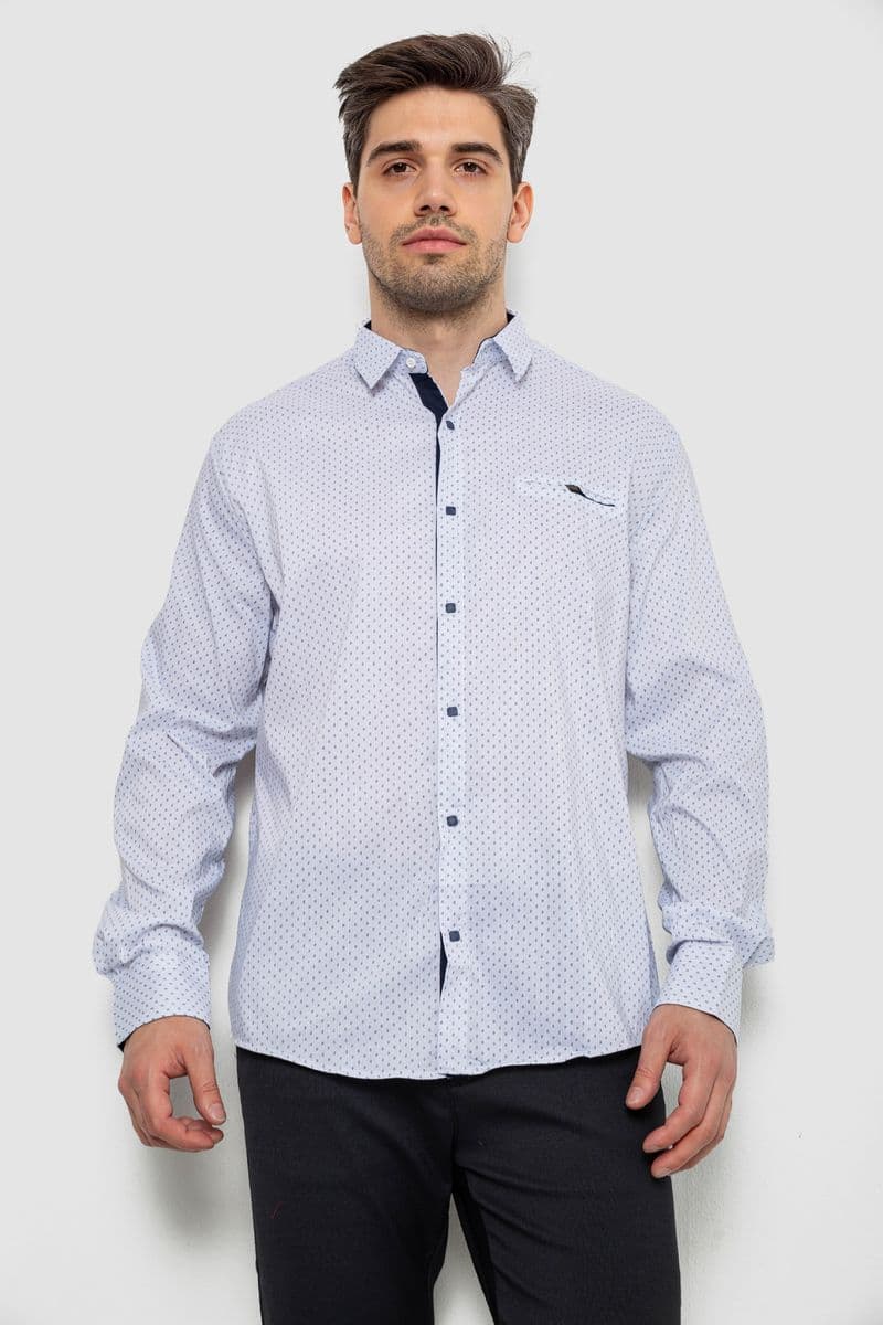Сорочка чоловіча з принтом, колір білий, 214R7173 - зображення 1
