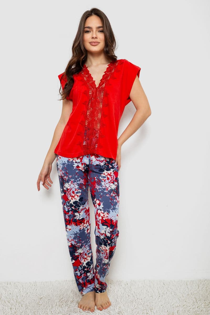 Піжама жіноча, колір червоний, 243R1484-031 - зображення 1