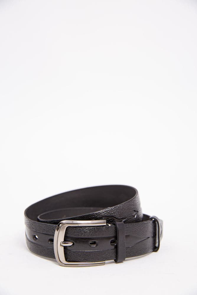 Шкіряний чоловічий ремінь, чорного кольору, 196R40U1W23 - зображення 1