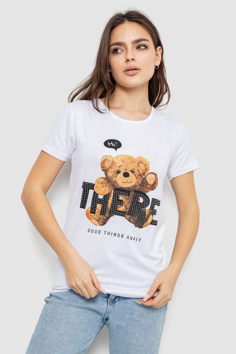 Футболка жіноча з принтом, колір білий, 244R509 - зображення 1