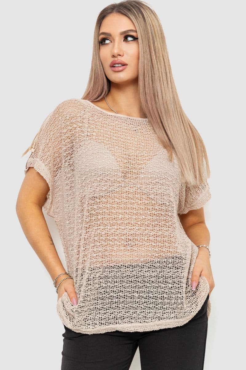 Кофта жіноча, колір бежевий, 244R0282 - зображення 1