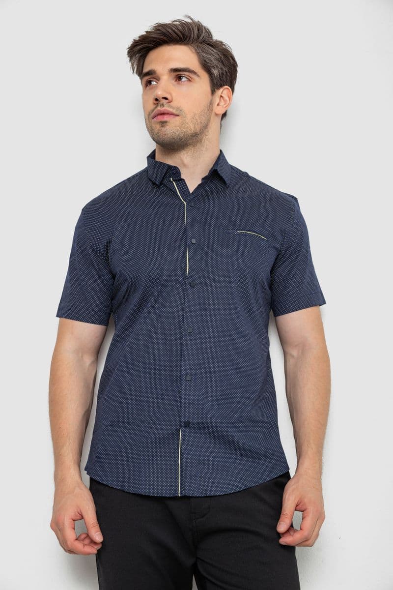 Сорочка чоловіча з принтом, колір темно-синій, 214R7128 - зображення 1