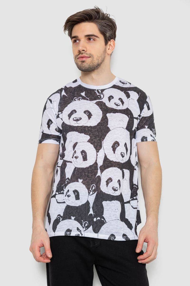 Футболка чоловіча з принтом, колір біло-чорний, 244R6034 - зображення 1