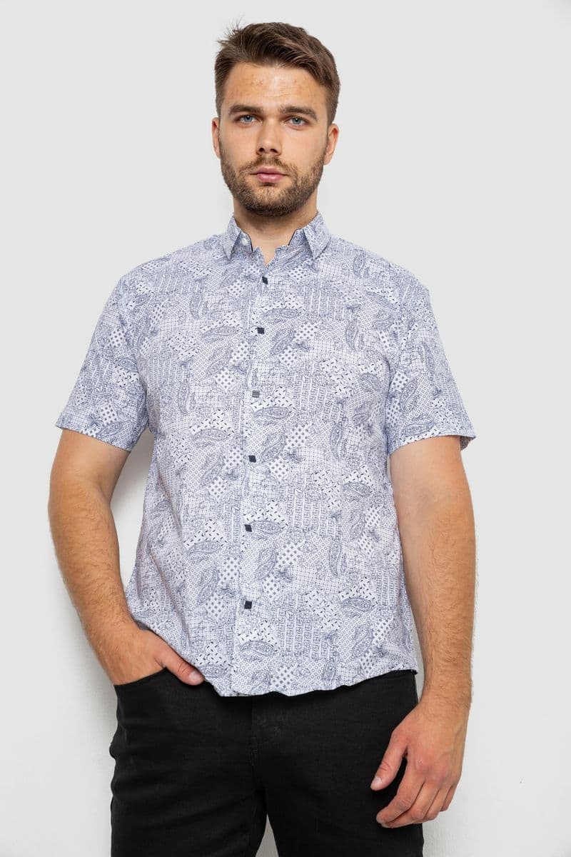 Сорочка чоловіча з принтом, колір білий, 214R7331 - зображення 1