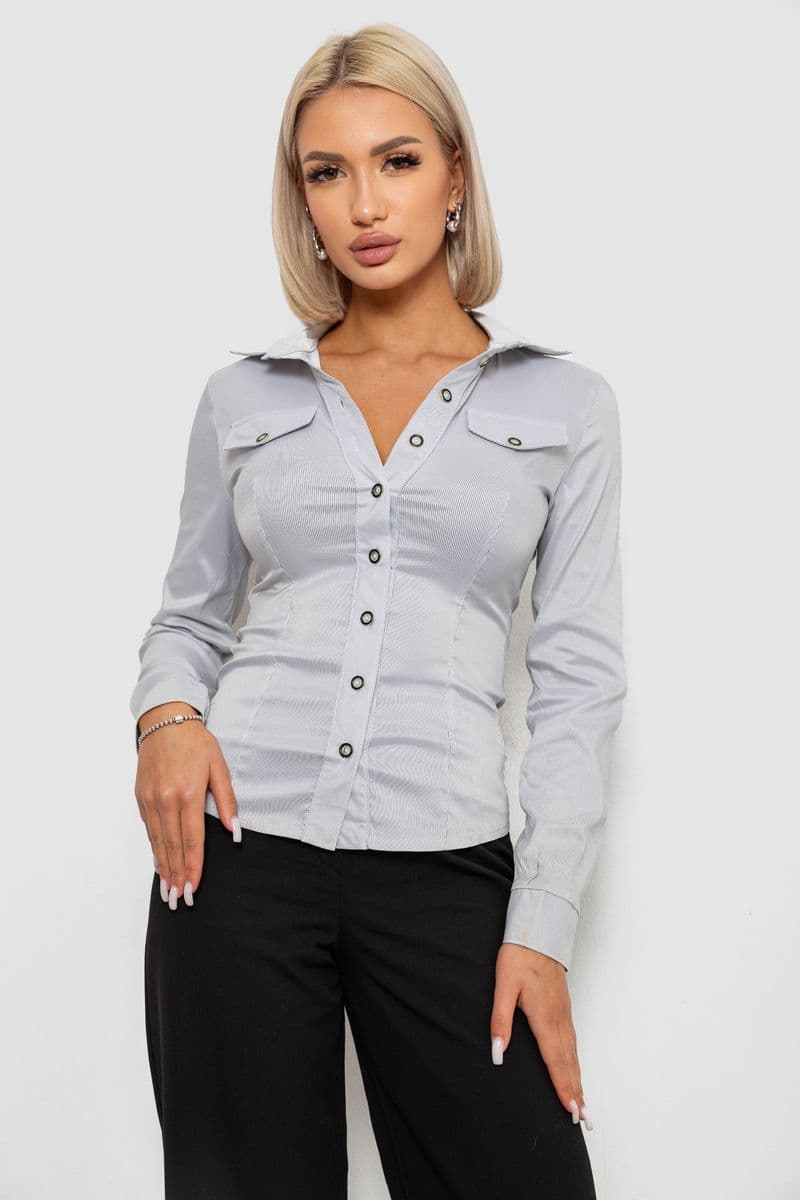 Сорочка класична в смужку, колір сірий, 230R641 - зображення 1