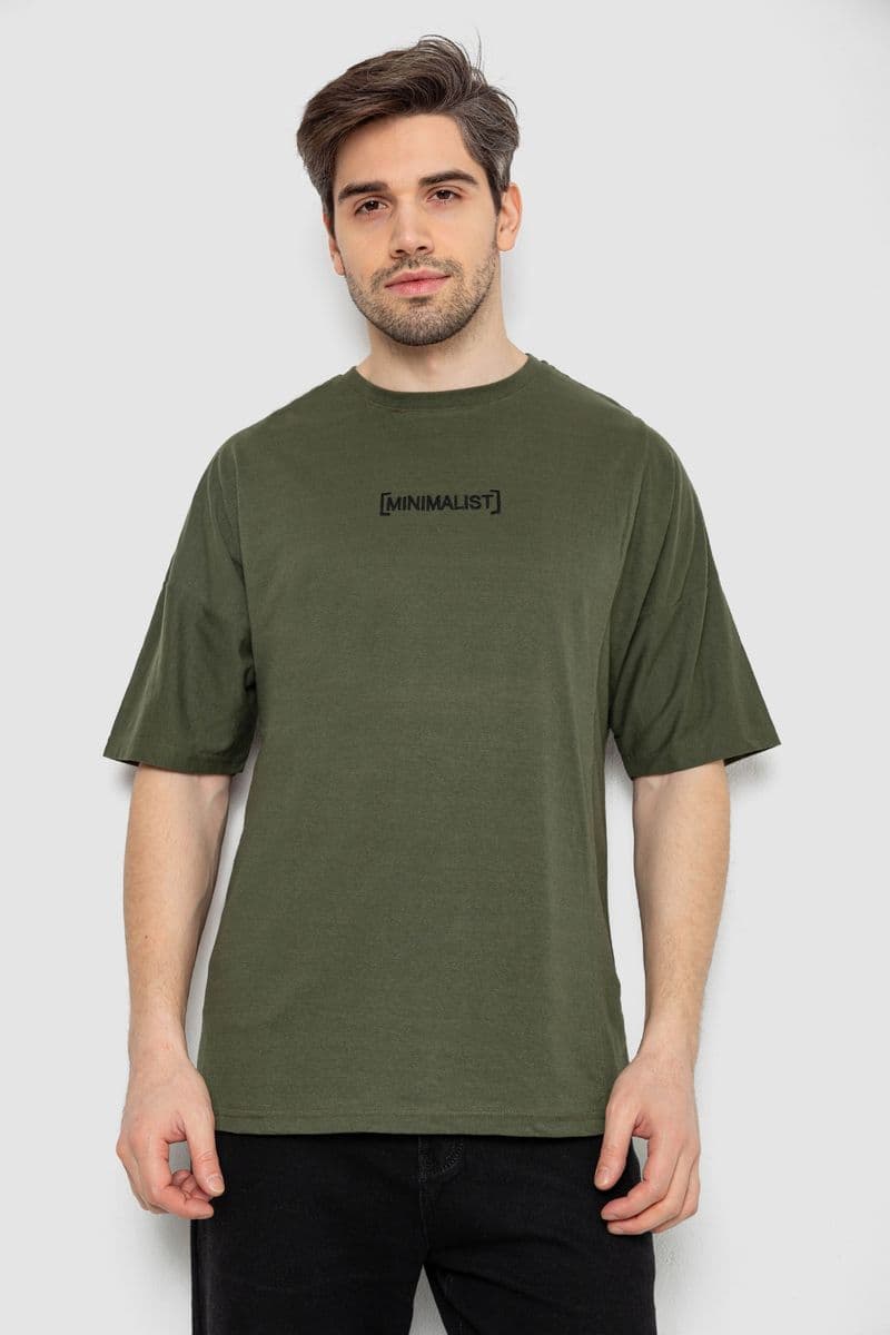 Футболка чоловіча з принтом, колір хакі, 244R2126 - зображення 1