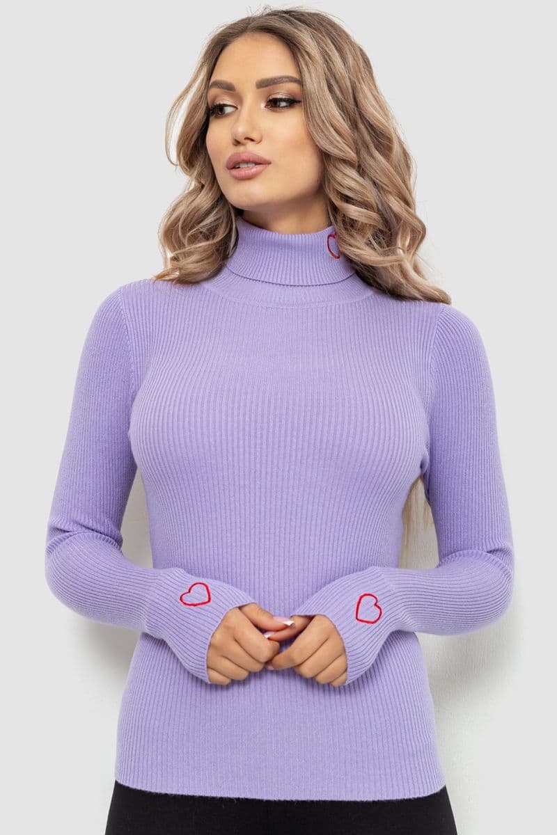 Гольф жіночий в рубчик, колір бузковий, 204R051 - зображення 1