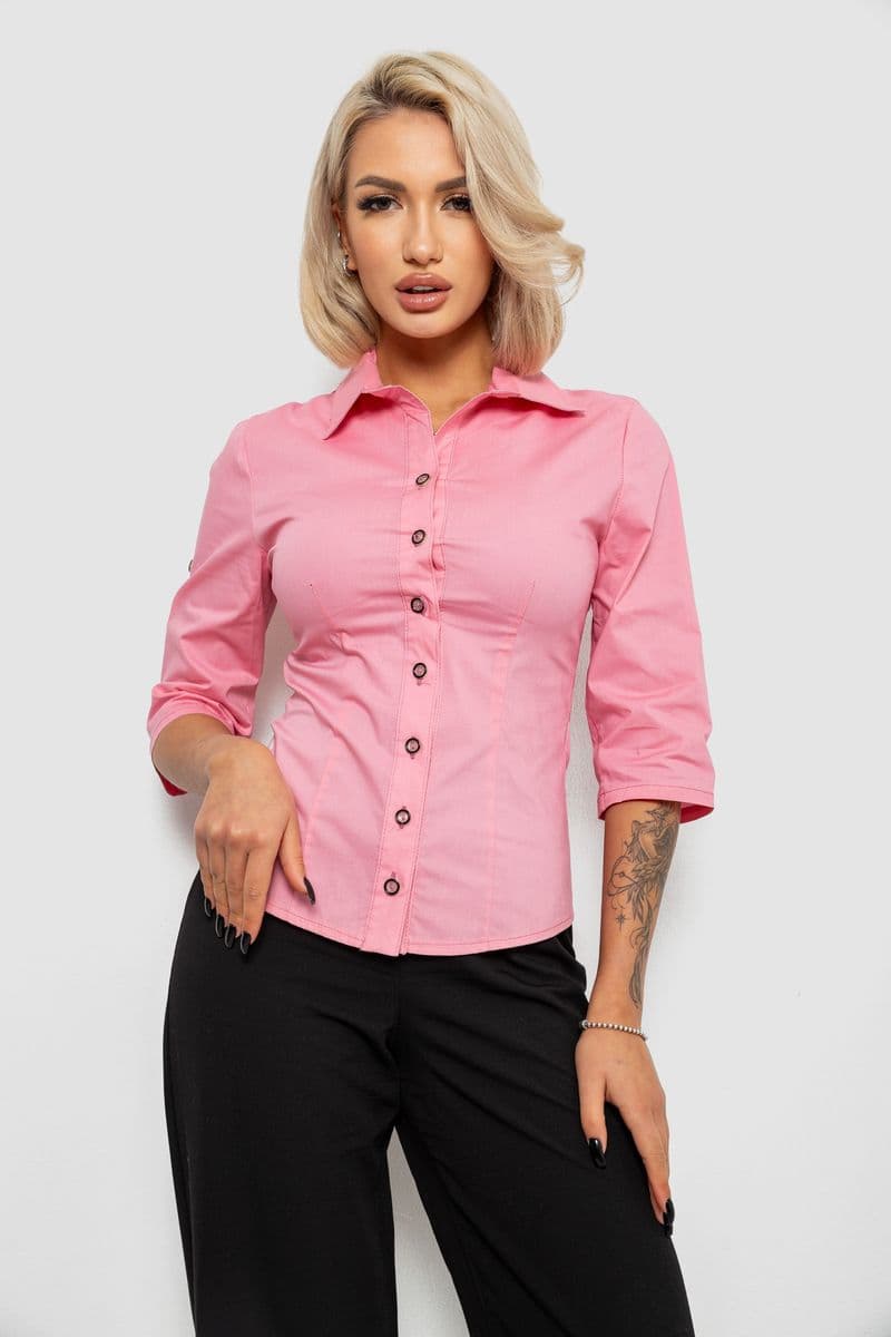 Сорочка жіноча однотонна, колір рожевий, 230R068-15 - зображення 1