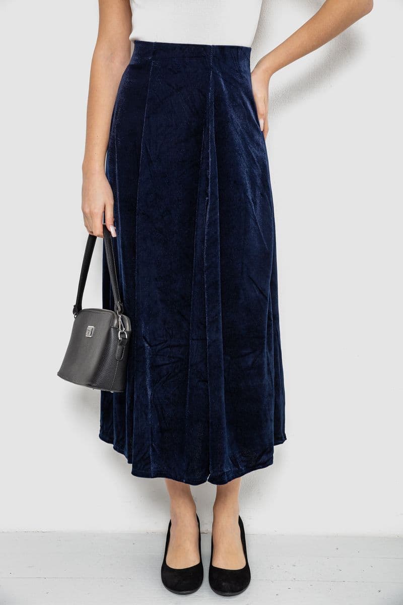 Спідниця оксамитова годе, колір синій, 167R375 - зображення 1
