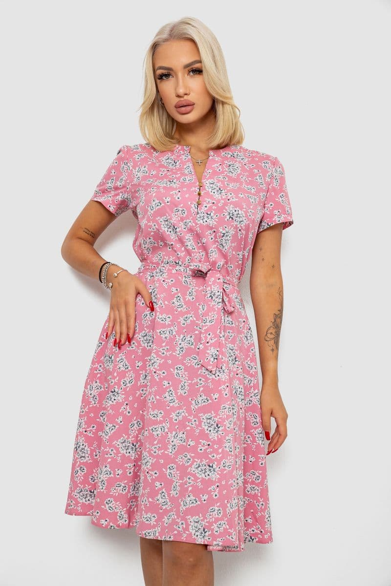Сукня софт з принтом, колір рожевий, 230R1016 - зображення 1