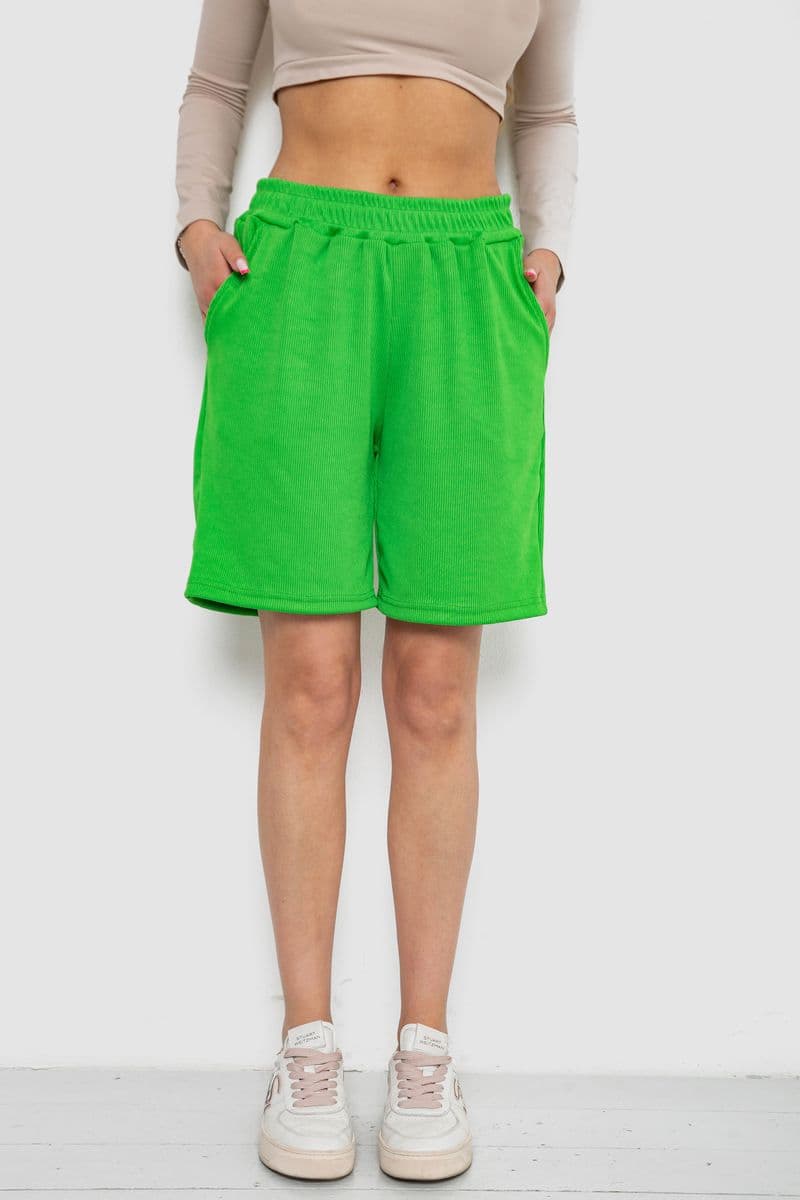 Шорти жіночі в рубчик, колір зелений, 238R110 - зображення 1