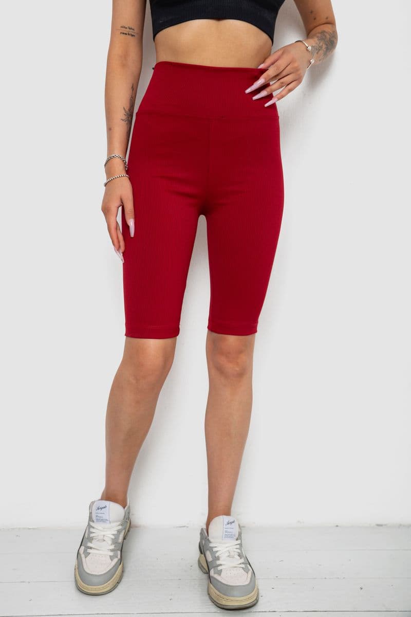 Велотреки жіночі в рубчик, колір бордовий, 238R355 - зображення 1