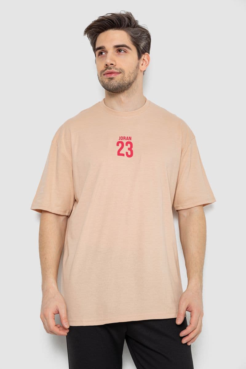 Футболка чоловіча з принтом, колір бежевий, 244R7024 - зображення 1