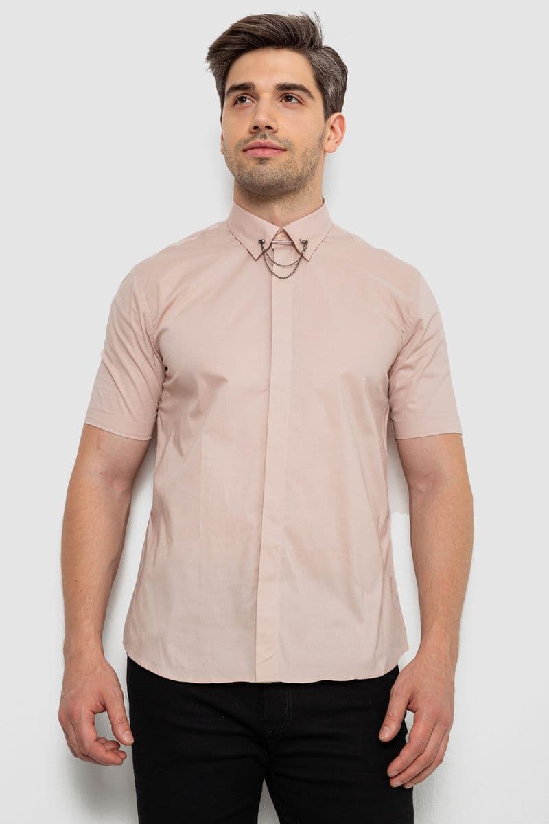 Сорочка чоловіча однотонна, колір бежевий, 214R6917 - зображення 1