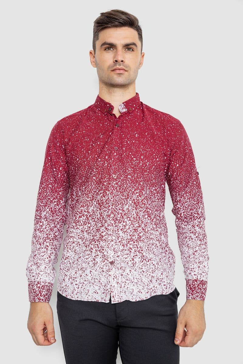 Сорочка чоловіча повсякденна, колір бордово-білий, 247R407 - зображення 1