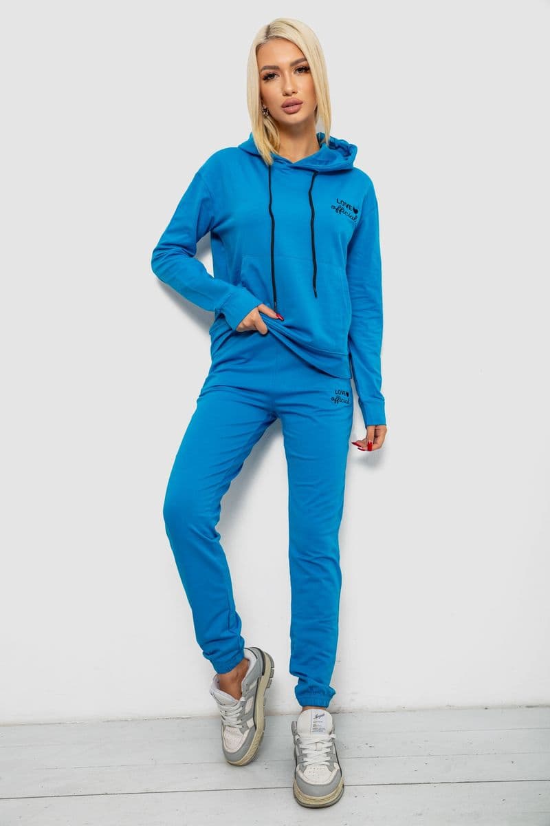 Спортивний костюм жіночий двонитка, колір джинс, 214R1419-005 - зображення 1