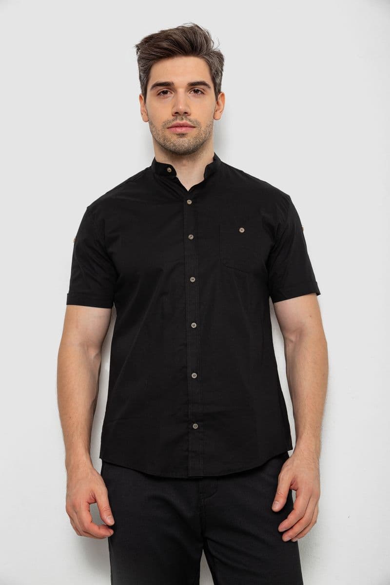 Сорочка чоловіча однотонна, колір чорний, 214R7346 - зображення 1