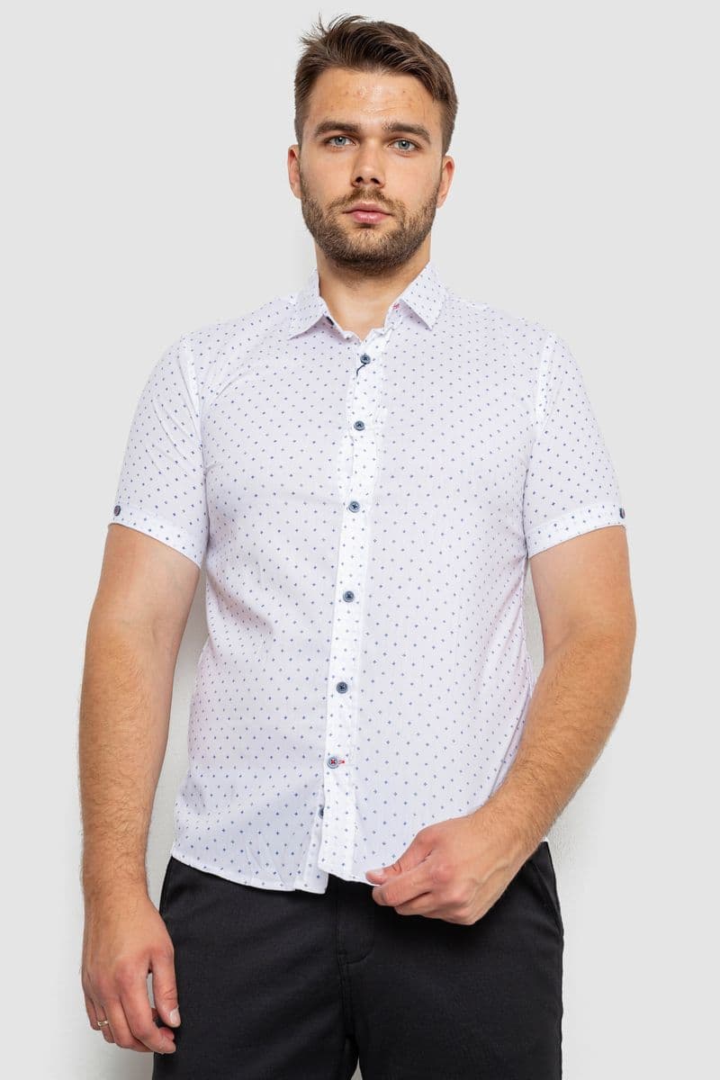 Сорочка чоловіча з принтом, колір білий, 214R6917-4 - зображення 1