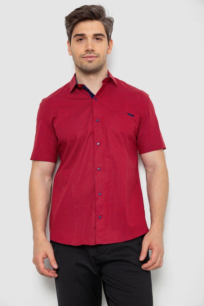 Сорочка чоловіча з принтом, колір бордовий, 214R7124 - зображення 1