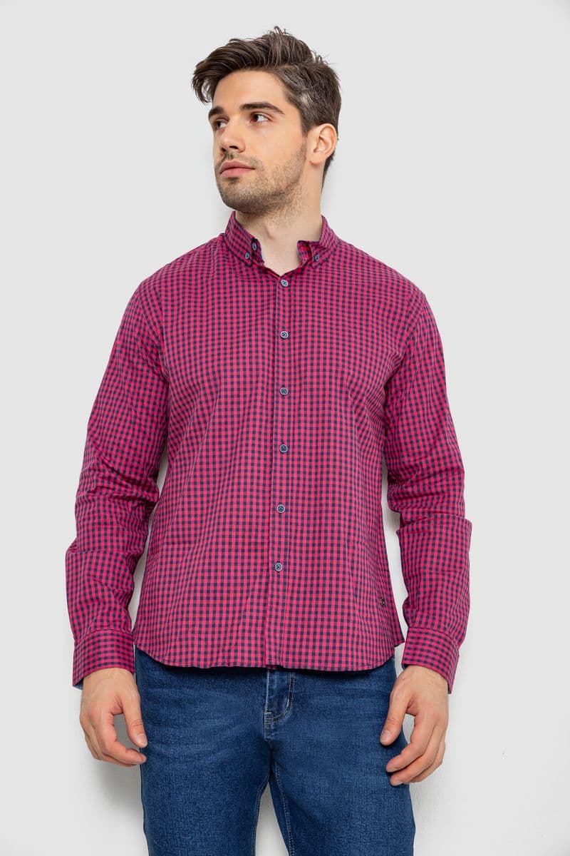 Сорочка чоловіча в клітку, колір рожевий, 214R845 - зображення 1