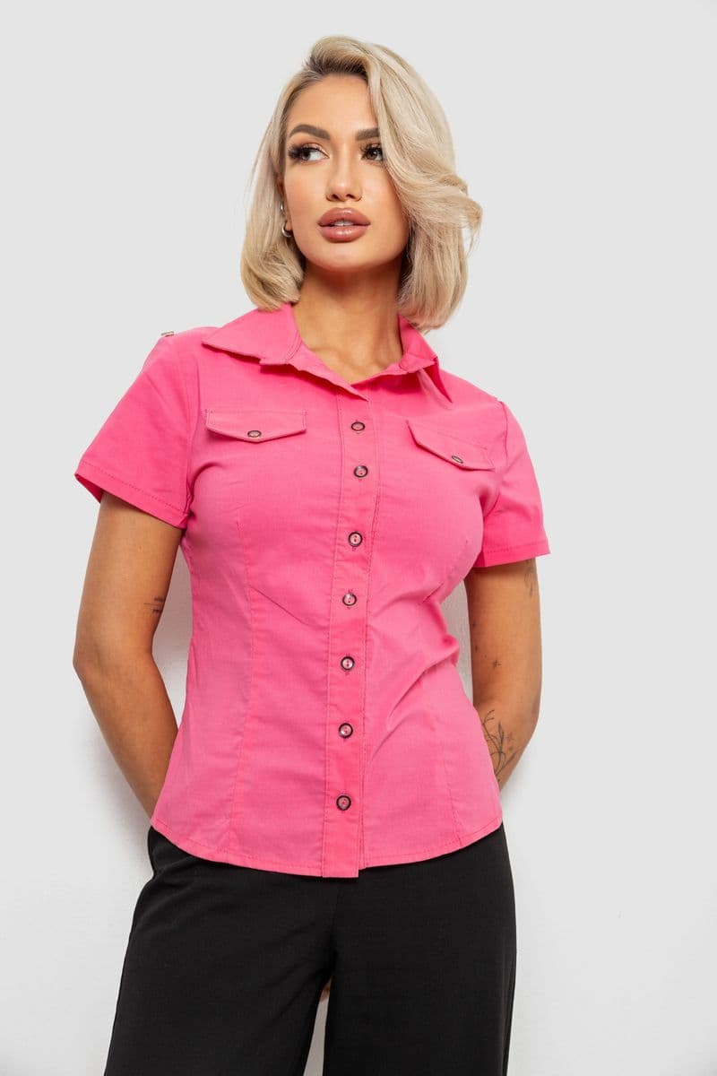 Сорочка жіноча однотонна, колір рожевий, 230R068-11 - зображення 1