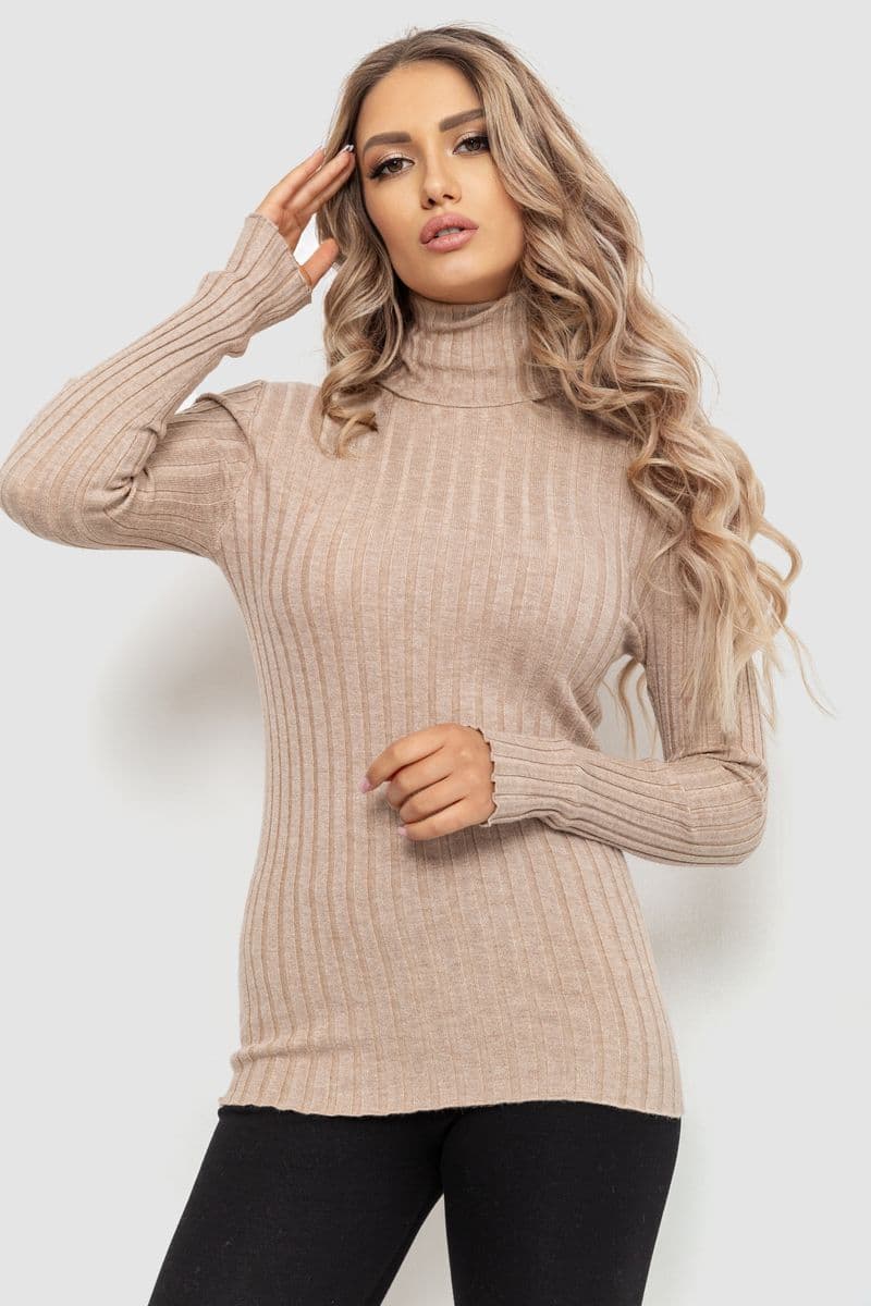 Гольф жіночий однотонний, колір бежевий, 204R043 - зображення 1