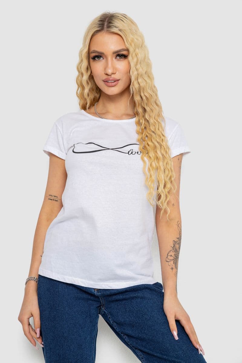 Футболка жіноча з принтом, колір білий, 244R2207 - зображення 1