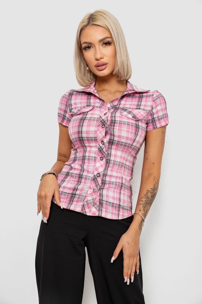 Сорочка жіноча в клітинку, колір рожевий, 230R065 - зображення 1
