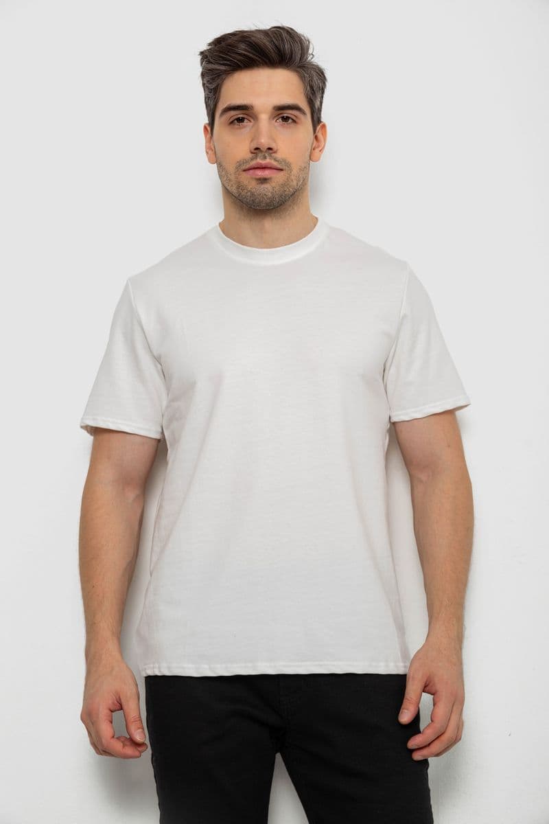 Футболка чоловіча однотонна, колір молочний, 238R155 - зображення 1