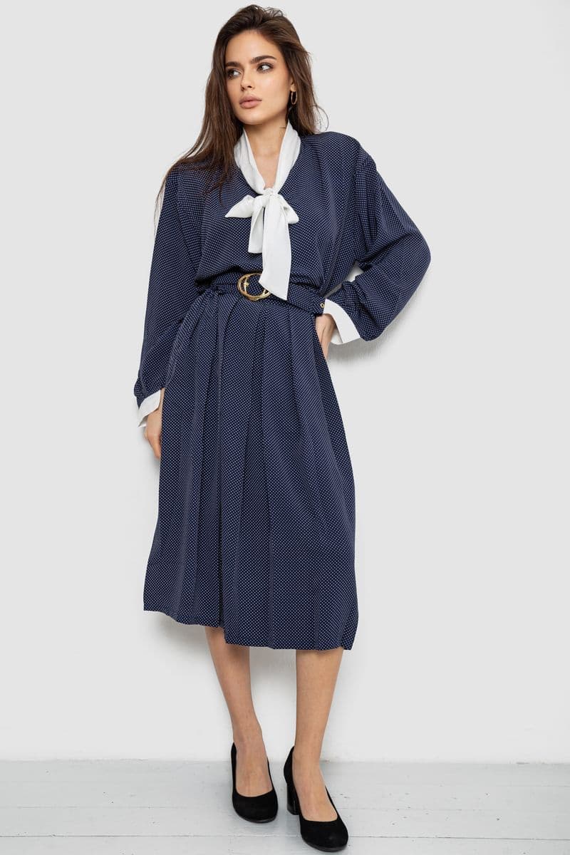Костюм жіночий класичний у горох, колір синьо-білий, 167R3002 - зображення 1