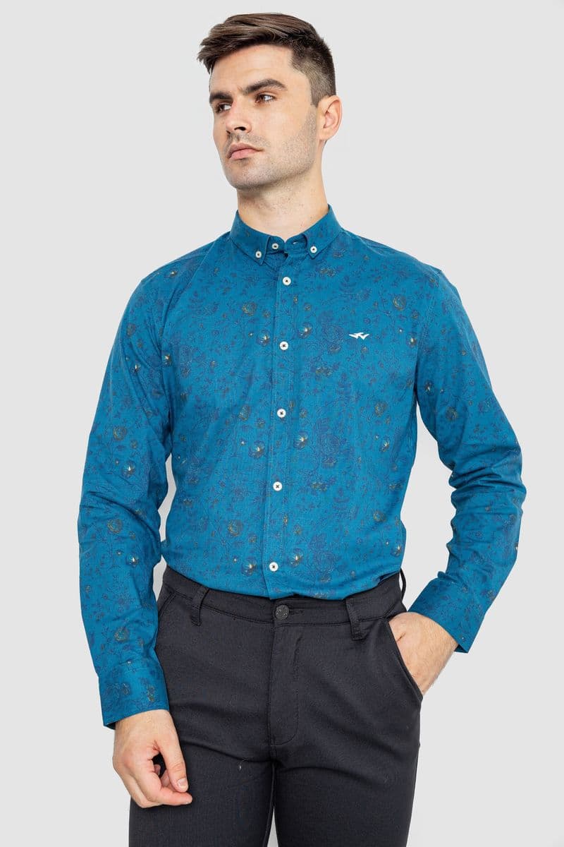 Сорочка чоловіча котонова повсякденна, колір синій, 247R419 - зображення 1