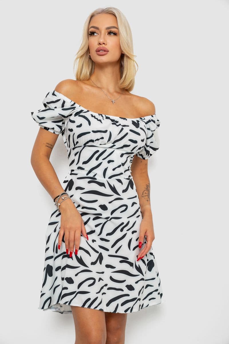 Сукня софт з принтом 230R01005-1, колір білий, 230R0105-1 - зображення 1