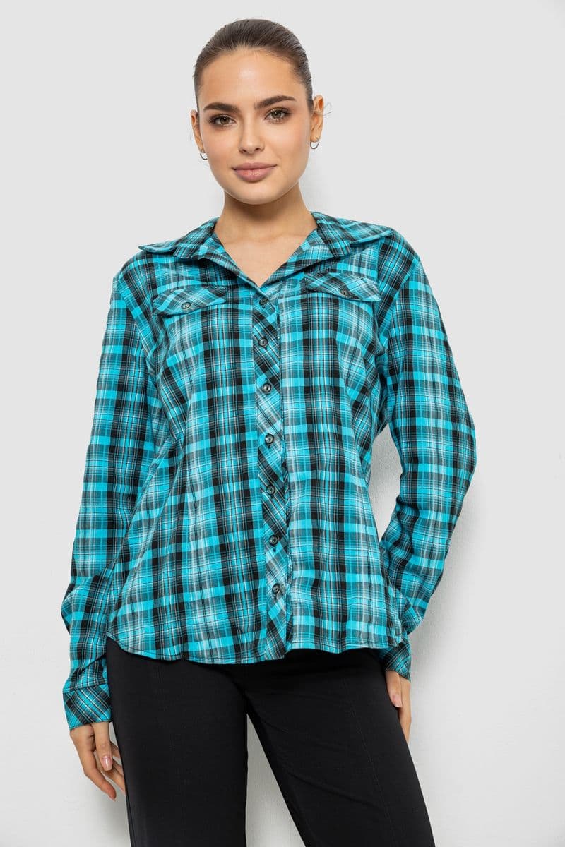 Сорочка жіноча повсякденна, колір бірюзовий, 230R064 - зображення 1