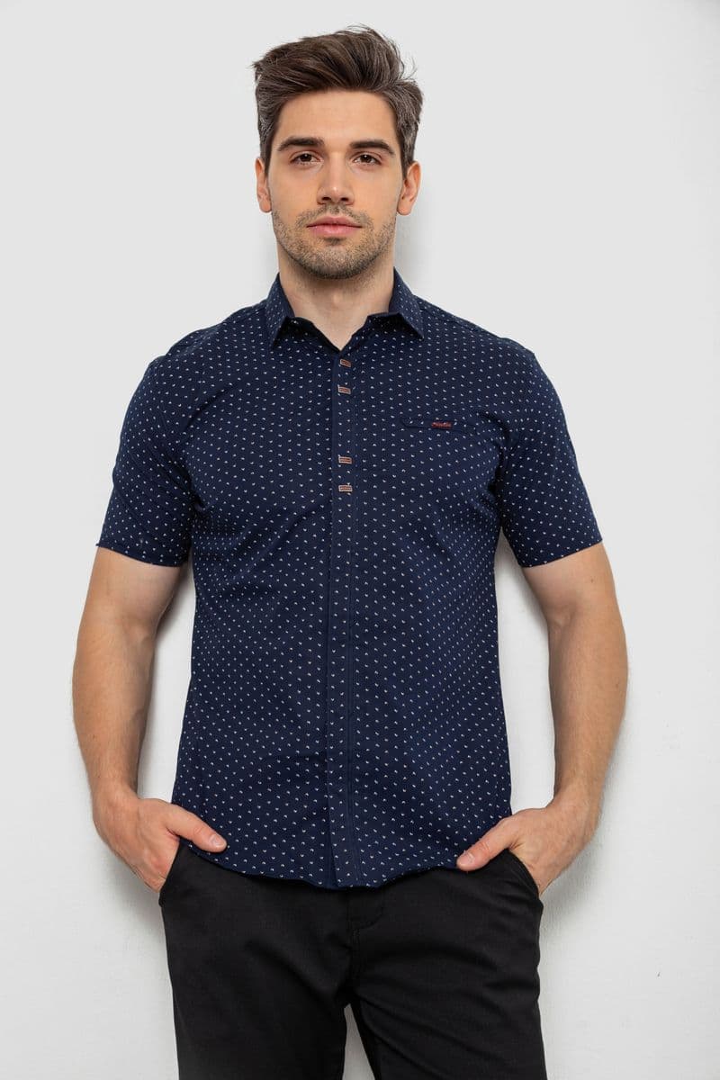 Сорочка чоловіча з принтом, колір темно-синій, 214R7019 - зображення 1