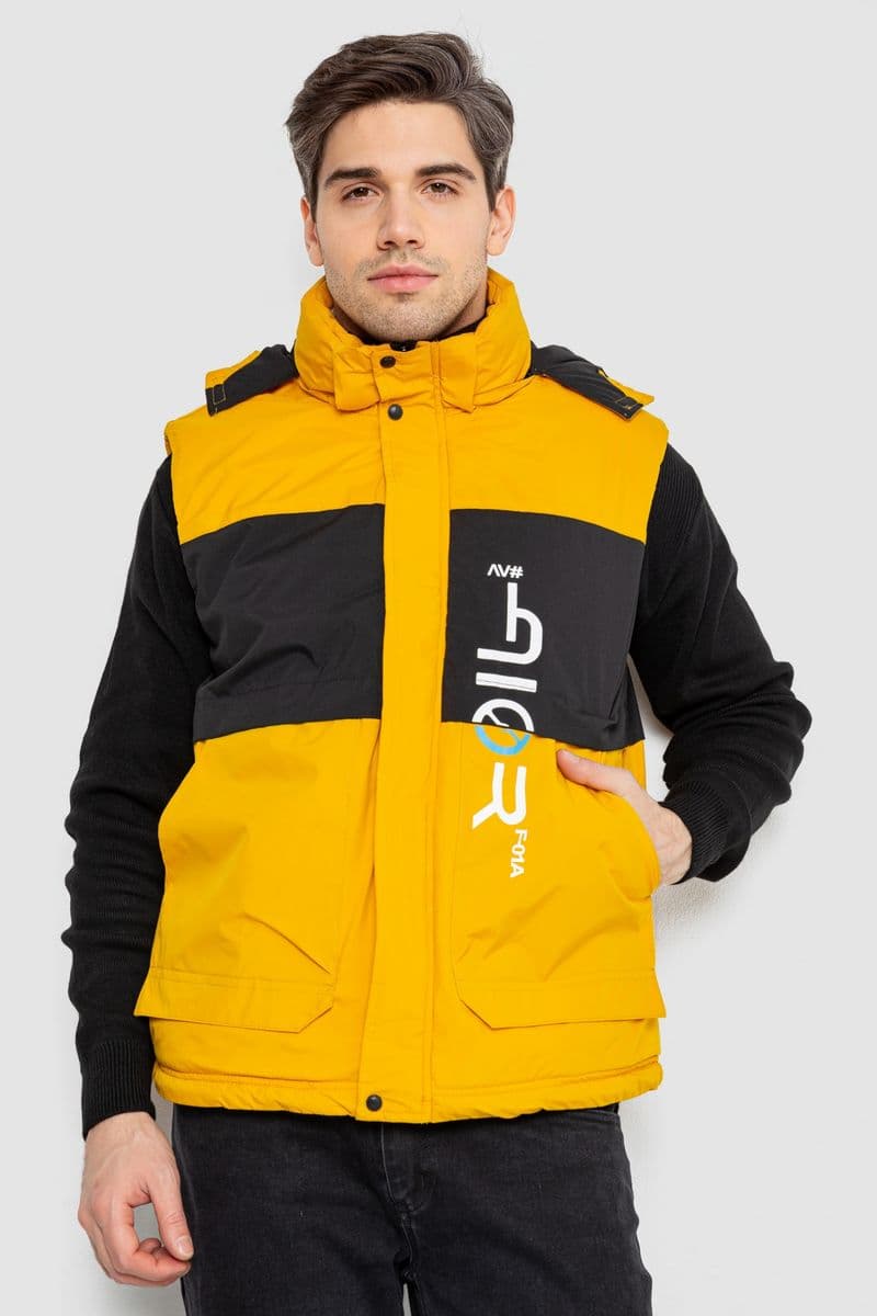 Жилетка чоловіча демісезонна, колір жовтий, 244R99006 - зображення 1