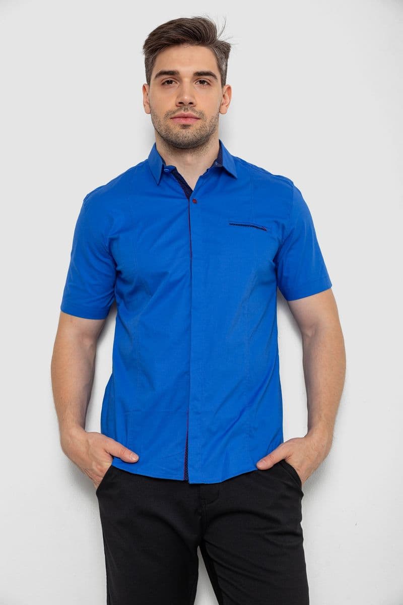 Сорочка чоловіча однотонна класична, колір електрик, 214R7108 - зображення 1