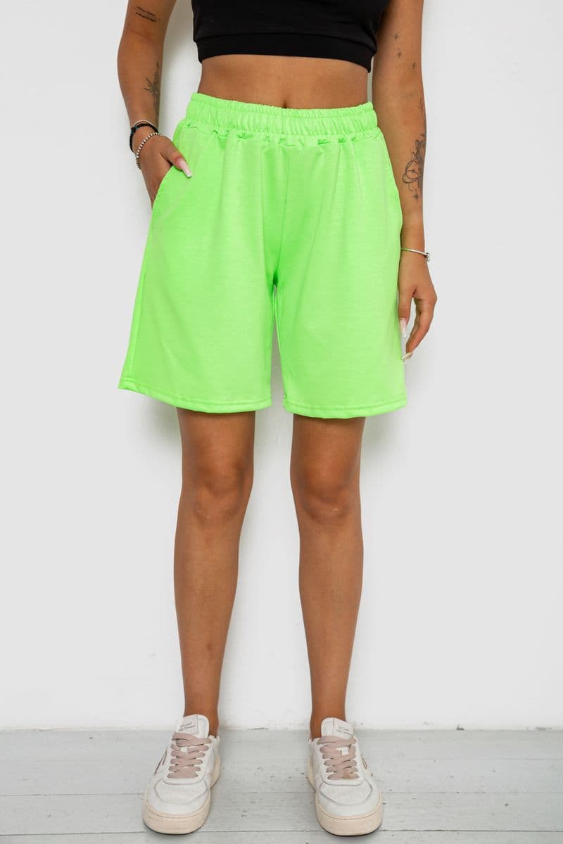 Шорти жіночі однотонні, колір салатовий, 238R57820 - зображення 1