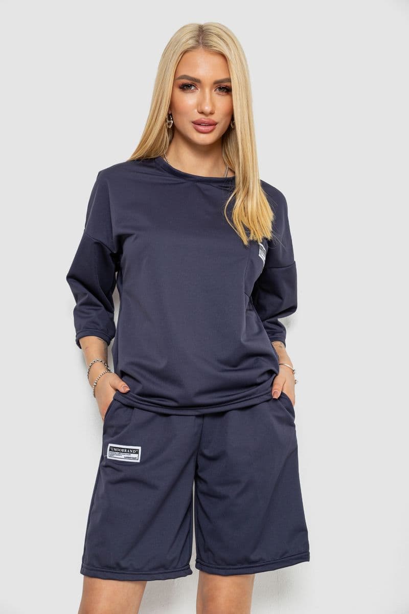 Костюм жіночий однотонний, колір темно-сірий, 238R116-1 - зображення 1