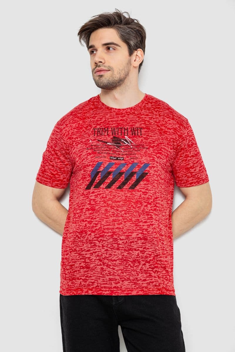Футболка чоловіча з принтом, колір червоний, 244R6020 - зображення 1
