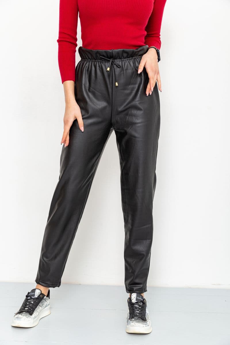 Лосини жіночі шкірозамінник, колір чорний, 164R669 - зображення 1