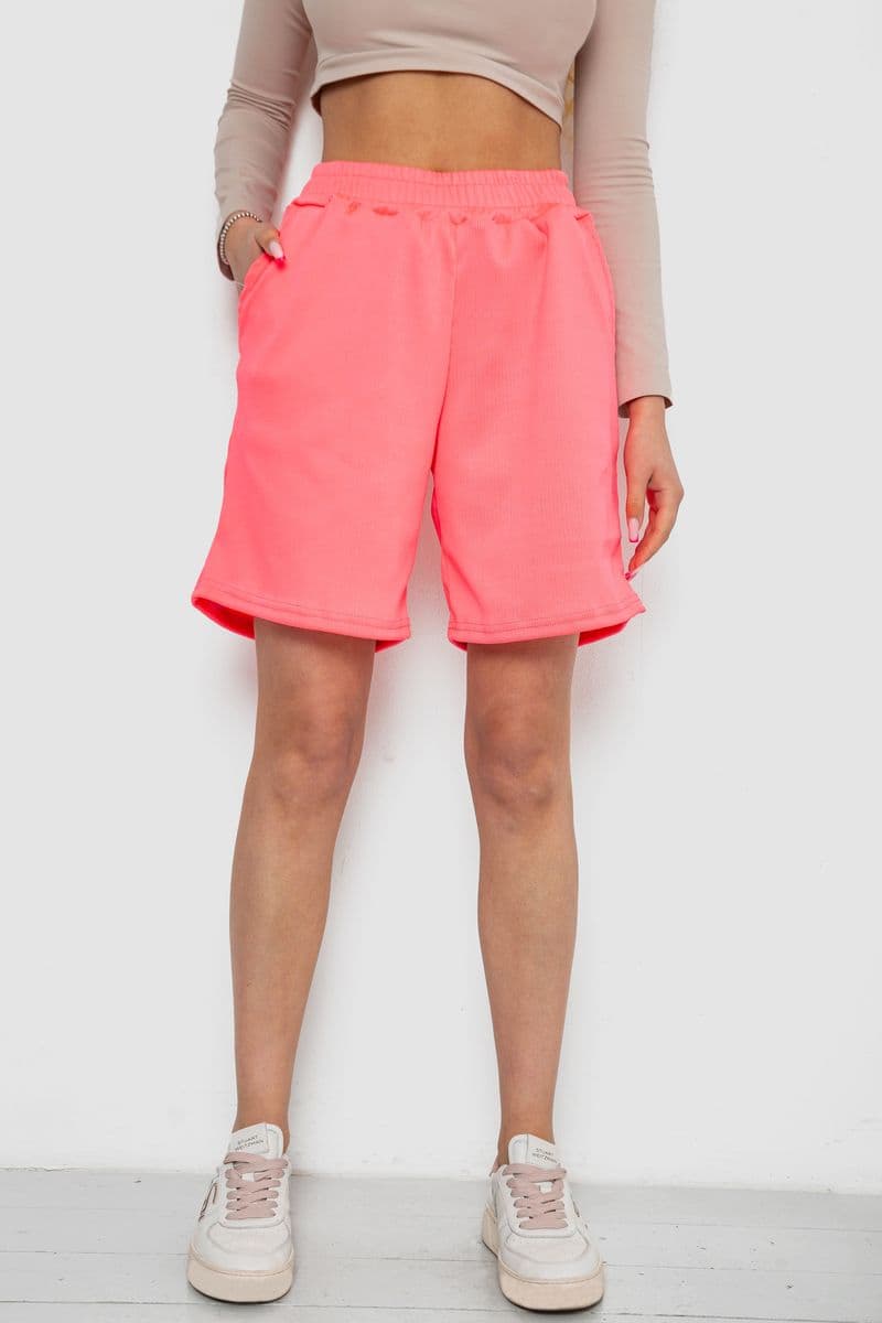 Шорти жіночі в рубчик, колір рожевий, 238R110 - зображення 1