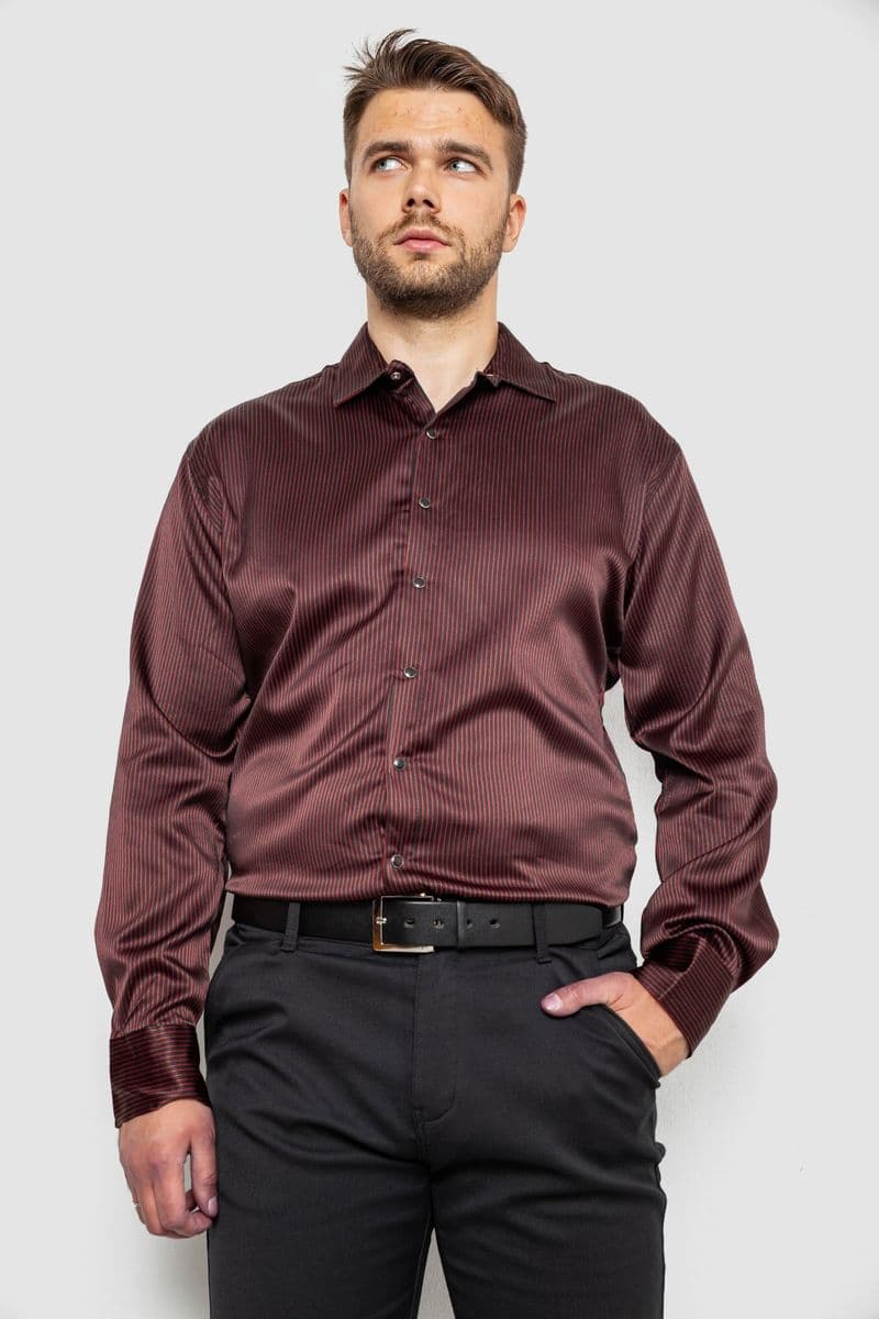 Сорочка чоловіча в смужку, колір чорний, 214R5828 - зображення 1