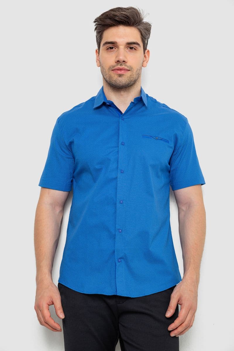 Сорочка чоловіча з принтом, колір електрик, 214R7130-2 - зображення 1