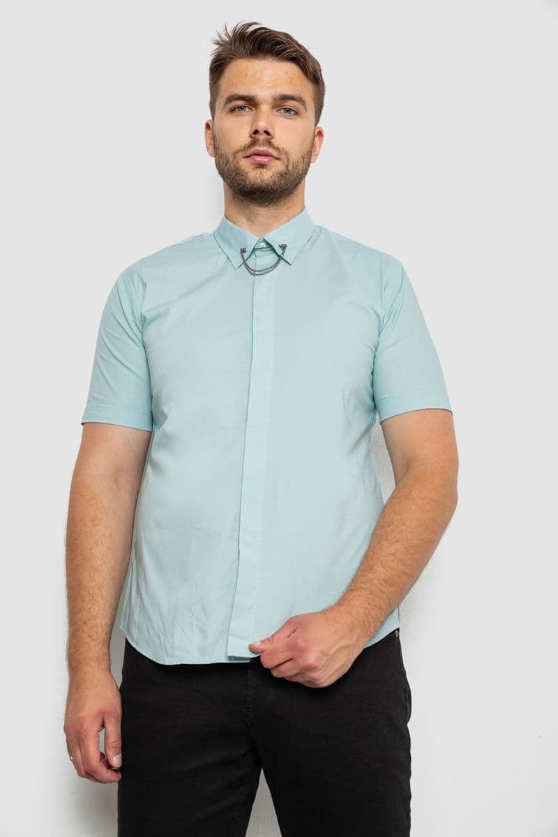 Сорочка чоловіча однотонна, колір м'ятний, 214R6917 - зображення 1