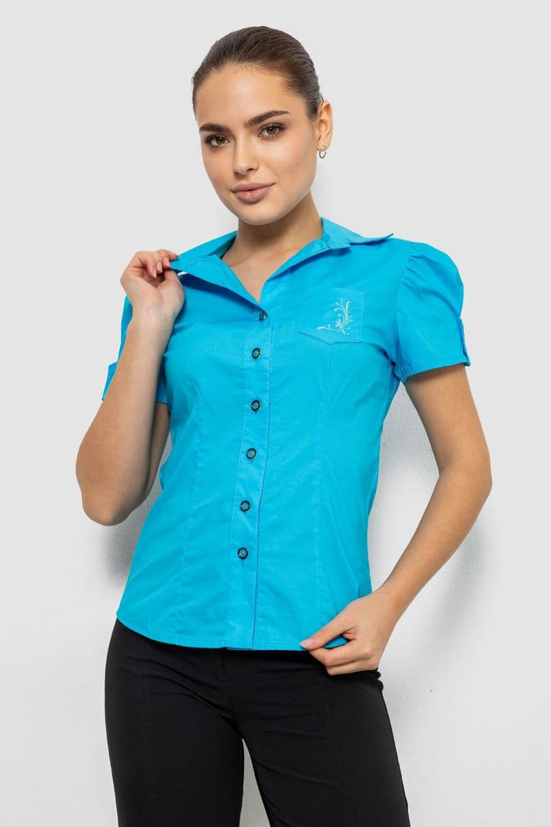 Сорочка жіноча однотонна, колір блакитний, 230R070 - зображення 1