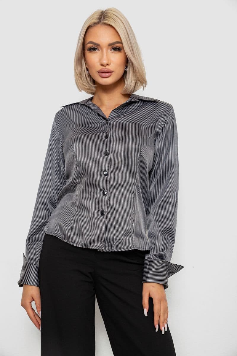 Сорочка класична в смужку, колір чорно-білий, 230R64-1 - зображення 1