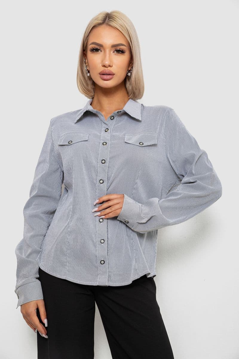 Сорочка класична в смужку, колір сірий, 230R641-1 - зображення 1