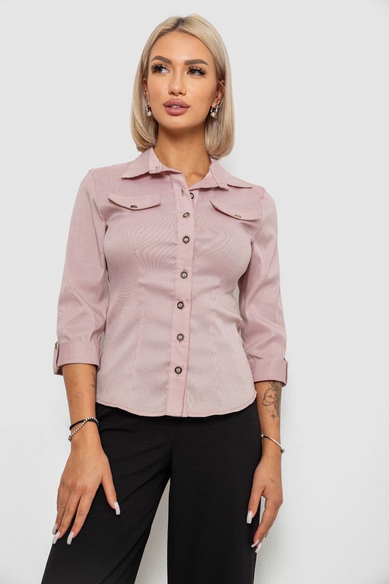 Сорочка класична в смужку, колір пудровий, 230R643 - зображення 1