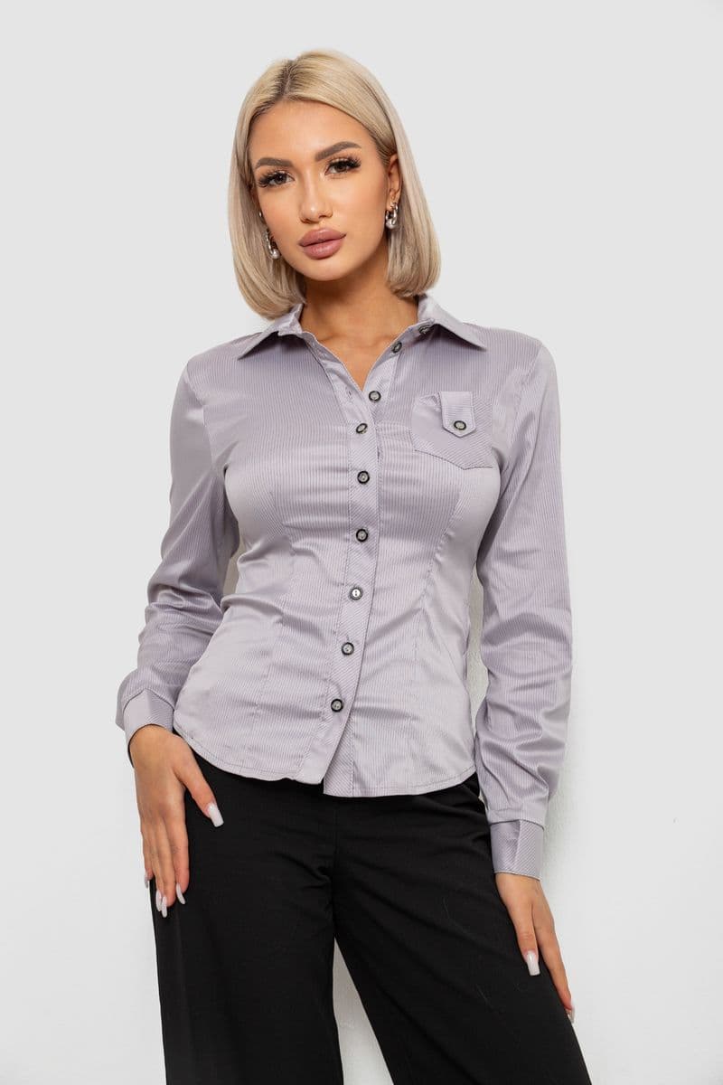 Сорочка класична в смужку, колір сірий, 230R644-2 - зображення 1