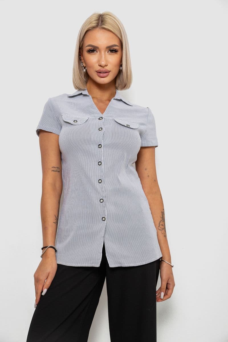 Сорочка-туніка в смужку, колір світло-сірий, 230R665-1 - зображення 1